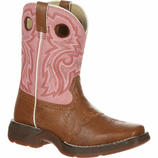 Durango LIL' Little Kid Tan Lacey Western Boot, TAN/PINK, ME, Size 11.5 BT287